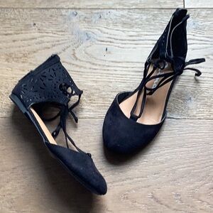 Nina Suede-like Up Round-Toe Flats Zipper back size 13 little girl